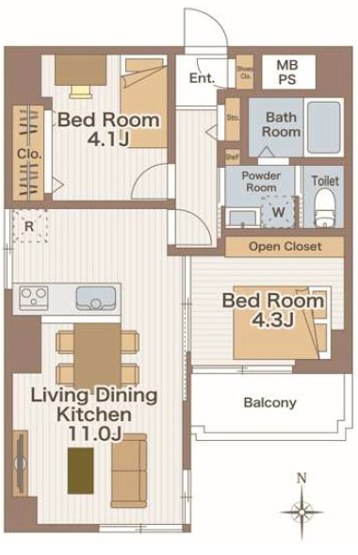 【間取り】 | チサンマンション板橋 | 南・西向きの角部屋なので、陽当たり・通風良好です！