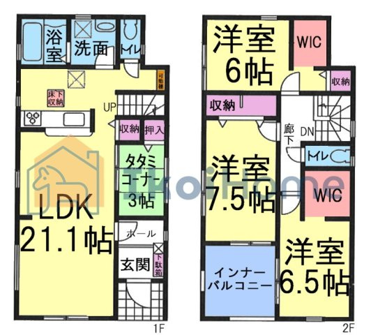 明石市魚住町金ケ崎　新築戸建の間取り|【ホームページに現地動画掲載中】●年中無休：当日予約可●ウォークインクローゼット他収納豊富な間取り！