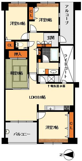 【間取り】 | ネアシティガーデン西の丘 | 内装設備全面リフォーム済4LDK。
専有面積は94.67平米と広く、ゆったりとお過ごしいただけます