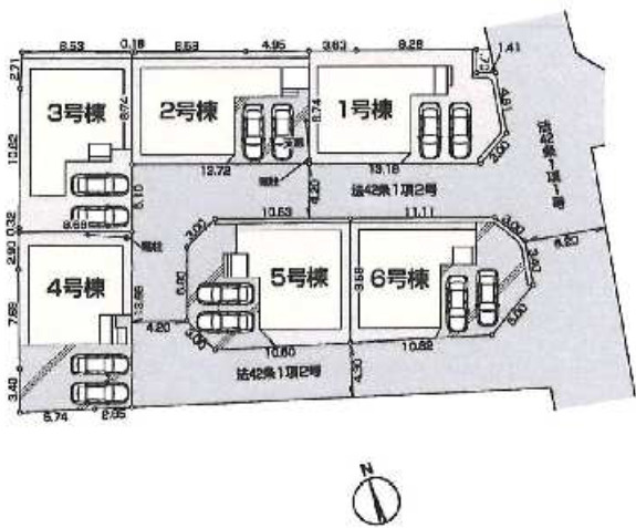 【仲介手数料無料】所沢市上新井１４期全６棟３号棟　所沢の新築なら西武ハウジングの区画図