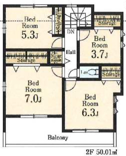 【仲介手数料無料】所沢市上新井１４期全６棟４号棟　所沢の新築なら西武ハウジングの間取り