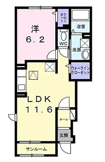 広島市安佐北区落合５丁目のアパートの間取り