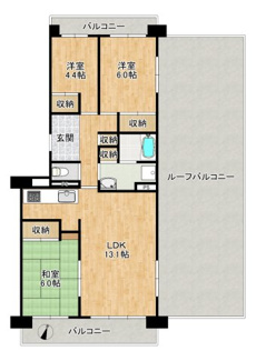 【間取り】 | 南港ポートタウンうしお25号棟 | 隣室の生活音が気になりにくい角部屋です♪