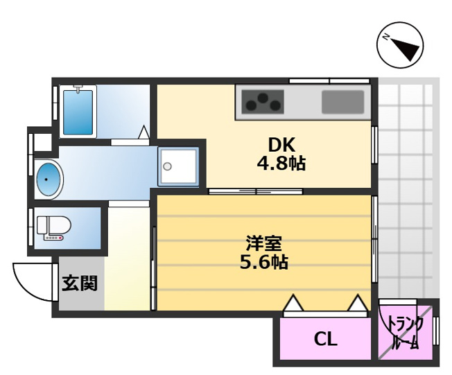 【間取り】 | プレストヴィラ | 3方向角部屋。窓が多く開放的で明るいお部屋です。