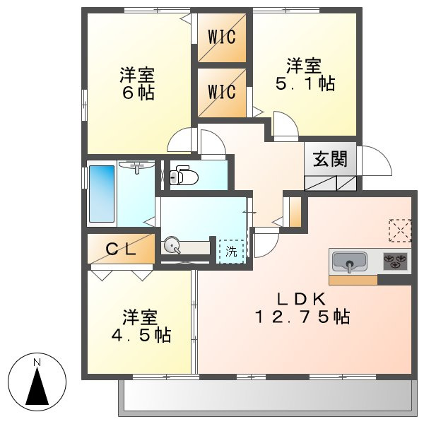 サンヴィオレＢの間取り