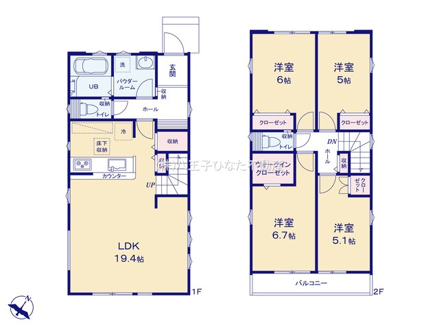 『八王子市新築戸建て』八王子市追分町18-10【仲介手数料無料】　１期の間取り|～仲介手数料無料☆八王子ひなた不動産～八王子市追分町　新築戸建て