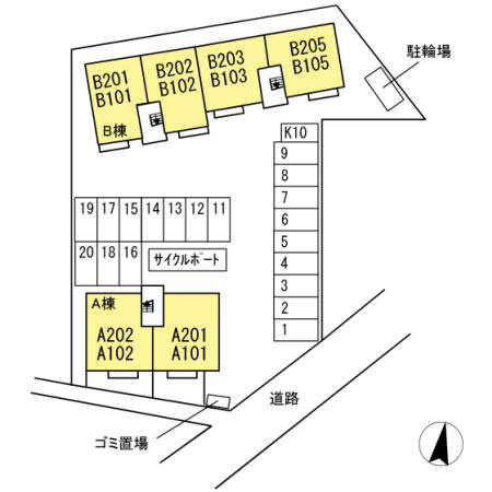 ソレイユ　ルヴァン　B棟の区画図