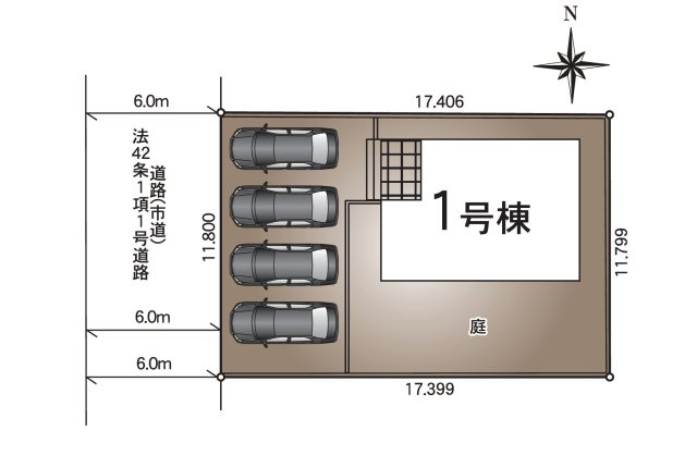 合志市野々島第3-1棟（1号棟）の区画図|配置図（1号棟）