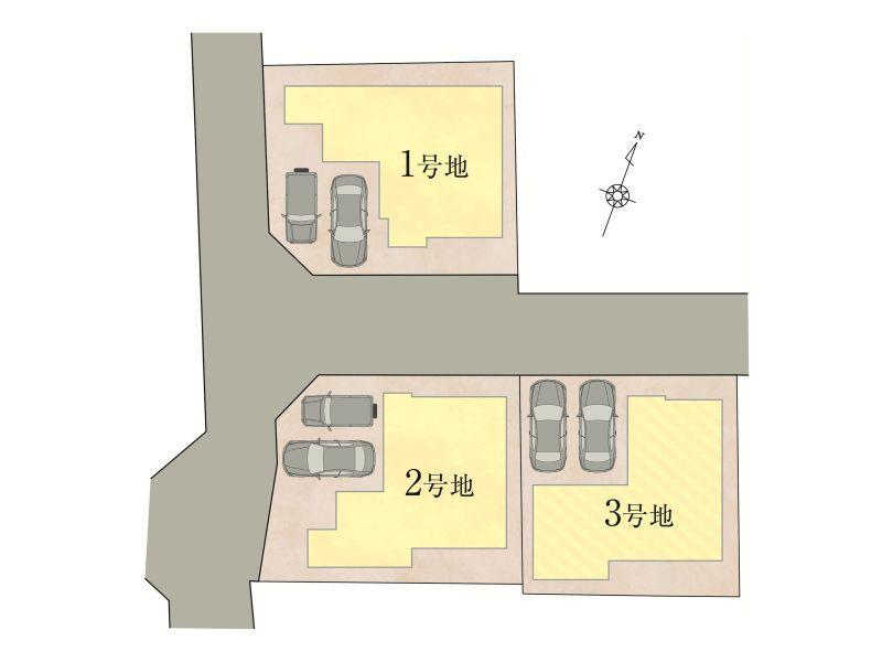 タマタウン愛宕山南町2号棟　新築一戸建　の区画図|2号地は北西の角地です☆