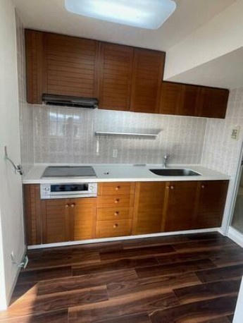 高知市九反田　開放的な眺望の中古マンションのキッチン|収納力のあるシステムキッチン。すっきり使えて家事も快適