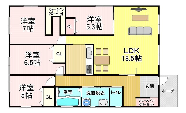 八代市古閑中町築後未入居の間取り