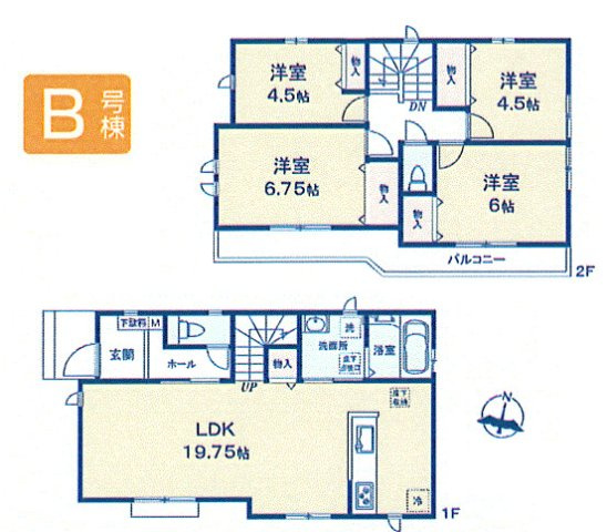 昭島市美堀町2丁目　新築戸建全2棟の区画図