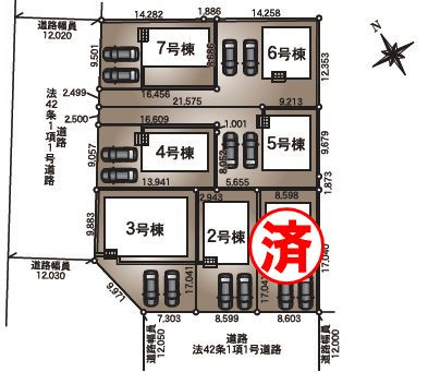 小山市東間々田2丁目　第7　3号棟の区画図