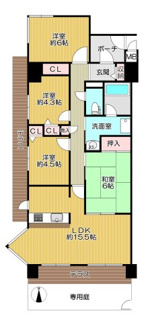 【間取り】 | 昆陽池西アーバンコンフォート | ファミリー様におすすめの４LDKの間取りです♪１階部分で専用庭付きです！！