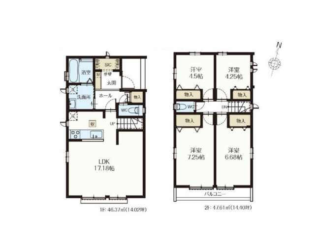 【間取り】 | 練馬区大泉学園町1丁目　新築一戸建住宅　全6棟　(保谷店) | E号棟/対面式キッチンとリビングイン階段を採用したプラン。会話が取りやすく、ご家族との仲が自然と深まります。※図面を基に作成しています。現況と異なる場合は現況を優先いたします。