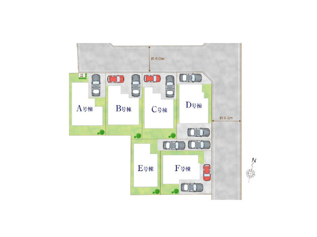 【区画図】 | 練馬区大泉学園町1丁目　新築一戸建住宅　全6棟　(保谷店) | D号棟/一種低層ならではの閑静な住宅地。2台駐車できセカンドカーをお持ちの方にもオススメです。※図面を基に作成しています。現況と異なる場合は現況を優先いたします。