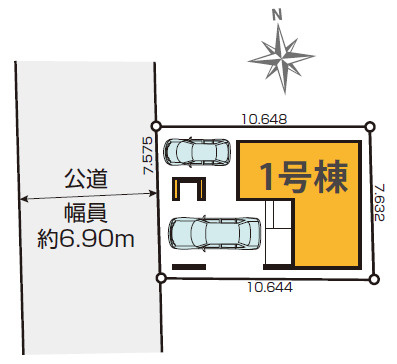 板橋区小茂根2丁目　22.5帖LDK×屋上×2台駐車　大型邸宅の区画図