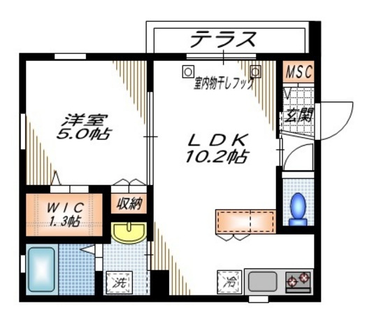 カーサ　テーゴラの間取り|３面採光のお部屋