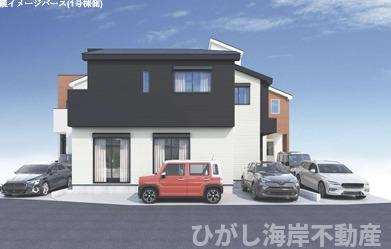 茅ヶ崎市松が丘２丁目　新築戸建　全３棟の外観パース|イメージパスですので実際のものと多少異なります。