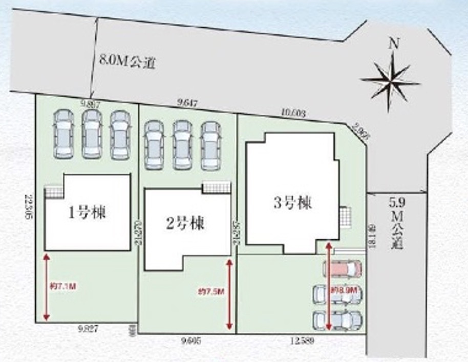 [新築住宅] 羽生市北 3期 全3棟の区画図