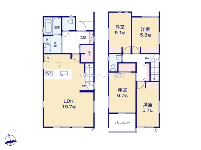 【間取り】 | 小牧市小牧２丁目104『仲介料無料』新築戸建て | 1号棟