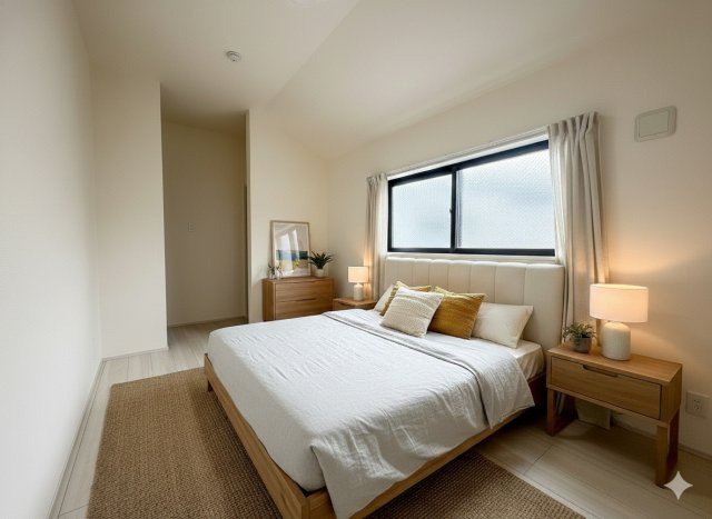 三郷市彦糸1丁目　新築戸建　全5棟　5号棟の寝室|現況の物件写真にCGによる画像処理を行っています。家具、家電、小物、カーテン等はイメージはCGです。