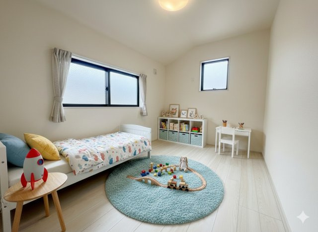 三郷市彦糸1丁目　新築戸建　全5棟　5号棟の子供部屋|現況の物件写真にCGによる画像処理を行っています。家具、家電、小物、カーテン等はイメージはCGです。