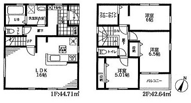 三郷市彦糸1丁目　新築戸建　全5棟　5号棟の間取り|ウォークインクローゼット付の3LDKの邸宅です