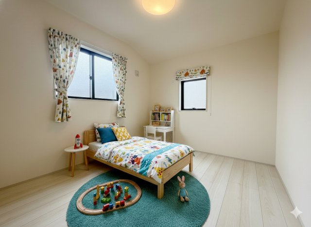 三郷市彦糸1丁目　新築戸建　全5棟　4号棟の子供部屋|現況の物件写真にCGによる画像処理を行っています。家具、家電、小物、カーテン等はイメージはCGです。