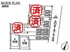 三郷市彦糸1丁目　新築戸建　全5棟　4号棟の区画図|全棟カースペース2台分付き