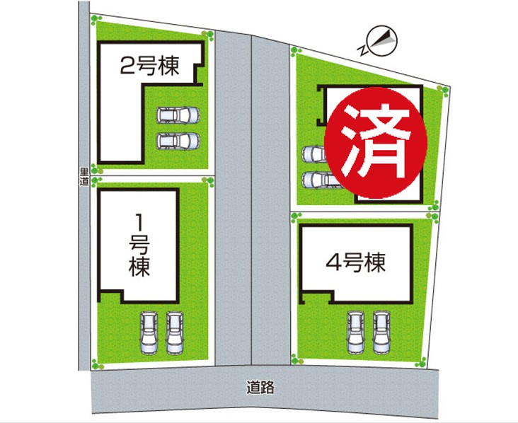 栗東市上鈎　第4期　新築一戸建ての区画図|全4区画