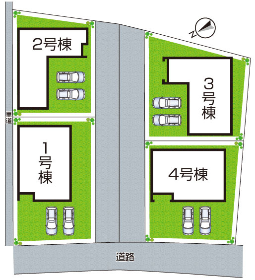 栗東市上鈎　第4期　新築一戸建ての区画図|全4区画
