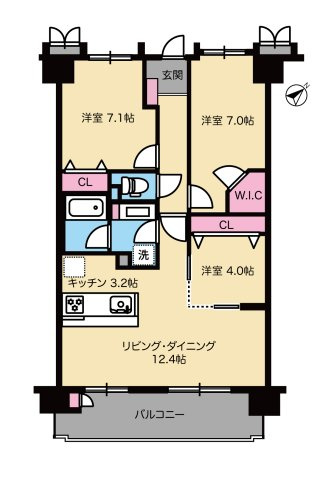 アルファグランデ一之江参番街304号の間取り
