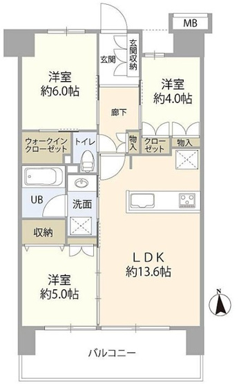 【間取り】 | イニシア板橋浮間公園 | 南向きのお部屋なので、陽当たり・通風良好です！