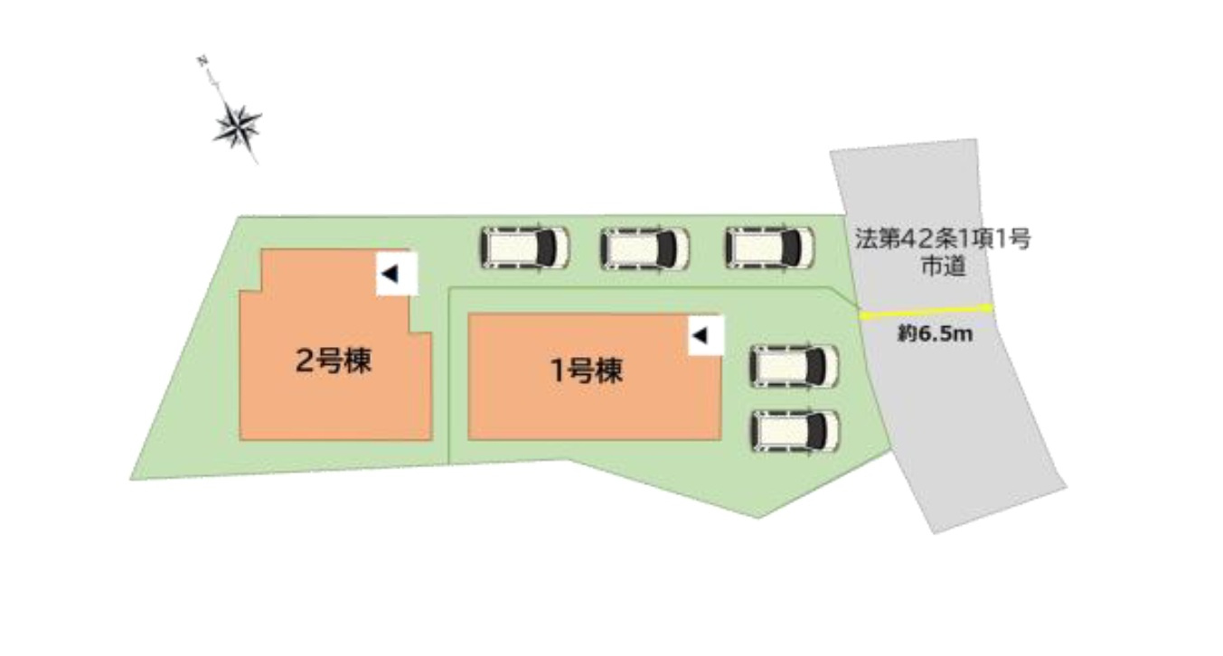 福岡市城南区東油山1丁目第1-2棟（1号棟）の区画図|配置図
