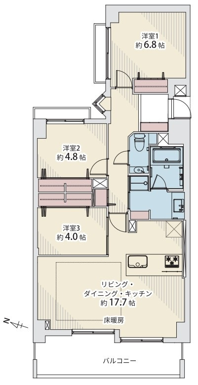 朝日マンション目黒の間取り|朝日マンション目黒：南西向きにつき陽当り・眺望良好！全居室収納が付いた３ＬＤＫリノベーション物件は令和８年２月１０日完成予定となっております！