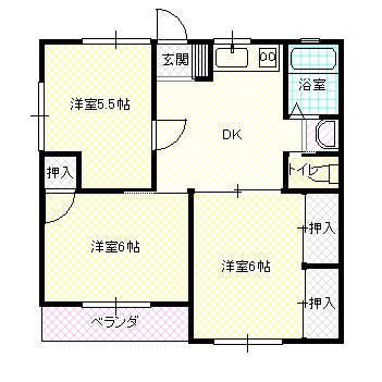 宇部市則貞４丁目のアパートの間取り