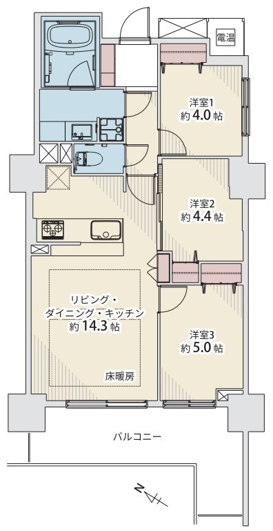 ＴＯＫＹＯシティトリエの間取り|ＴＯＫＹＯシティトリエ：南西向きにつき陽当り・眺望良好！全居室収納付き３ＬＤＫリノベーション物件は令和８年２月１７日完成予定となっております！