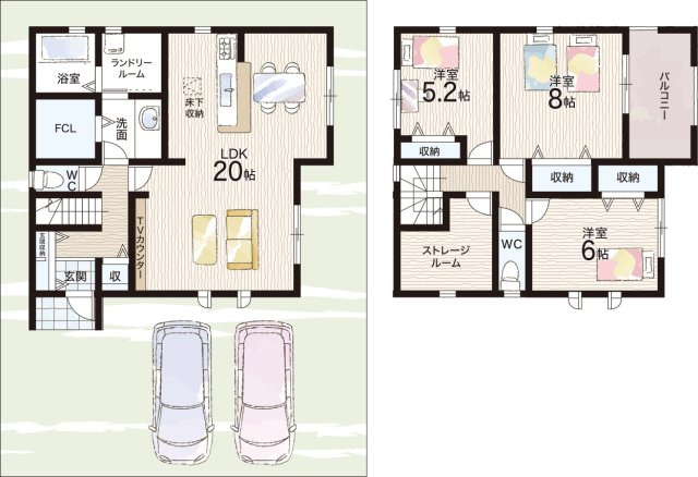 橿原市城殿町　第7期　新築一戸建ての間取り|2号地