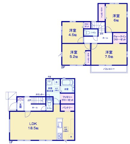 アーバンスタイル前橋市北代田町2期　2号棟の間取り|収納充実♪南向きの4LDKで陽当たり良好な間取りです！
土地面積133.66㎡、建物面積104.33㎡で十分な広さです！