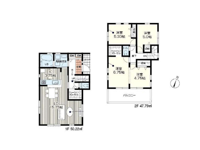 【間取り】 | 富士見市渡戸1丁目　新築一戸建住宅　全14棟　(ふじみ野店) | 2号棟/随所に収納を備えた3LDKの間取り。全居室2面採光以上で陽当たり良く開放的な住まいです。