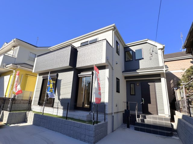 松戸市日暮８丁目新築戸建【河原塚小学校：5分】の外観|完成済み内覧可能です！！