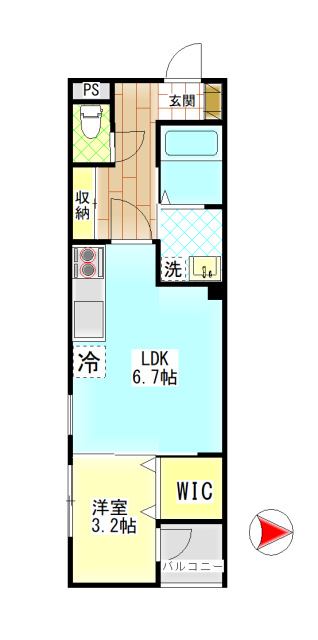 クレストコートＢの間取り|松島　クレストコートB　1LDK　間取り