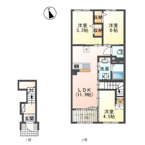 【間取り】 | 宮崎市本郷北方　新築アパート