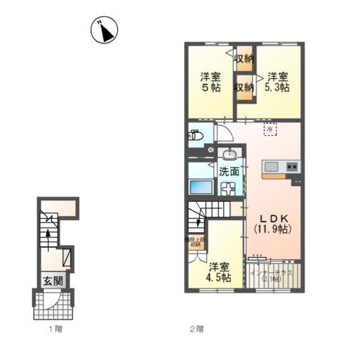 【間取り】 | 宮崎市本郷北方　新築アパート