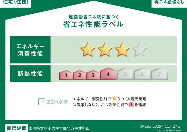 【外観】 | 宮崎市本郷北方　新築アパート | 省エネ性能ラベル