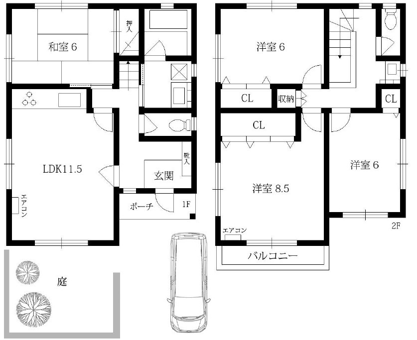 本山中町レンタルハウスの間取り