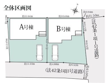 新築一戸建て 狭山市柏原の区画図