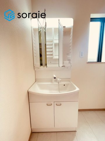 仲介手数料無料　ハートフルタウン狭山市柏原　全２棟の独立洗面台|3月23日撮影。