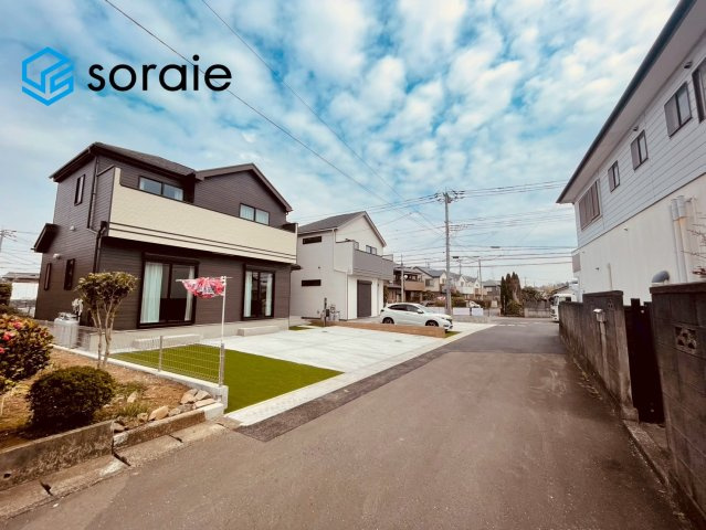 狭山市柏原　新築戸建て　ハートフルタウンの前面道路含む現地写真|3月23日撮影。